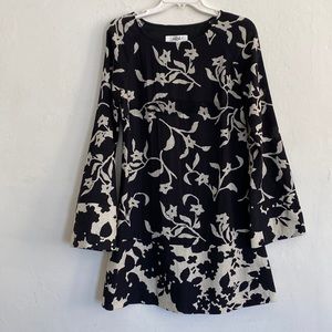 Tibi 100% wool black / cream floral wool dress as 6